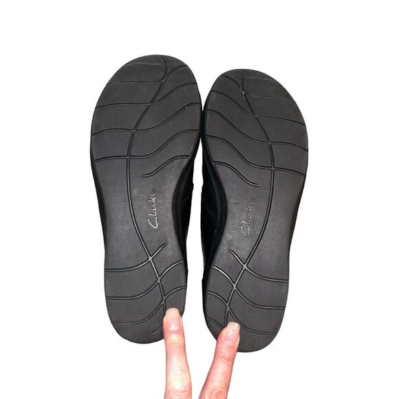 Clarks Collection Soft Cushion‎ Leather Shoe Slip On Women 8.5 W Black - Picture 9 of 9